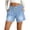 Sky Blue -AF06, variant on Jean Shorts for Women High Waisted Distressed Drawstring Pull On Elastic Waist Stretchy Ripped Frayed Hem Denim Shorts Wide Leg Sky Blue M