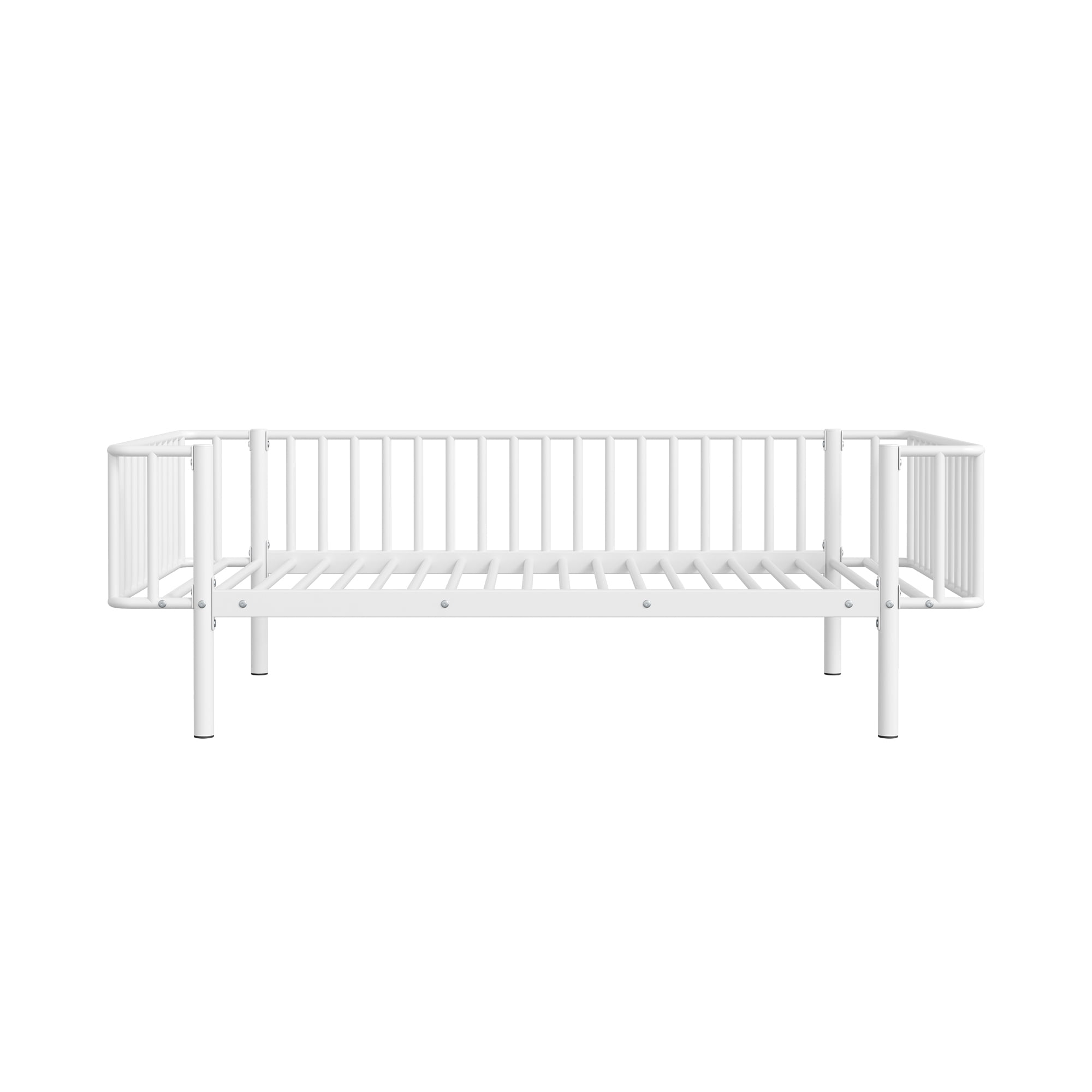 Euroco Metal Twin Size Daybed, Sturdy Metal Sofa Bed with Guardrails, No Box Spring Needed, White
