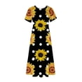 thumbnail image 5 of Qiopertar Robe d'Été Décontractée à Manches Courtes Col Rond Robe Maxi Fluide à Volants de Plage avec Poches Robe à Imprimé Dégradé Grandes Économies de Vacances! jusqu'à 90 % de Réduction, 5 of 5