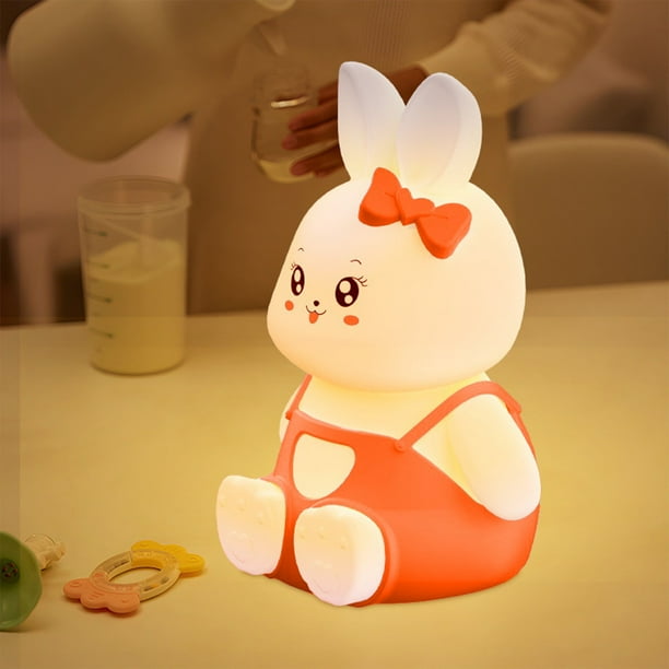 Lámpara de noche con forma de conejito, luz de noche para habitación infantil, recargable, ideal para dormitorio infantil, ideal como regalo, decoración de habitación infantil.