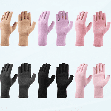 6 Pairs Arthritis Compression Gloves Relieve Muscle Pain Fingerless Gloves Bulk Typing Gloves for Women Men, 6 Colors