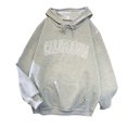thumbnail image 1 of Sudadera con capucha y estampado gráfico de letras para mujer, informal, de manga larga, con bolsillo y cordón, 1 of 5