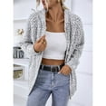 thumbnail image 5 of Women's Long Sleeve Hooded Drawstring Sweater with Zipper Autumn and Winter Cardigan Jacket Gray M, 5 of 9