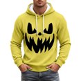 thumbnail image 2 of Halloween Hoodies for Men Long Sleeve Casual Funny Pumpkin Face Graphic Hoodie Waffle Pullover Sweatshirt, 2 of 6