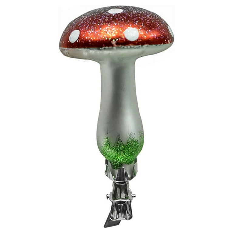 2pc Set Clip Mushrooms Painted Glass Christmas Tree Ornaments Holiday Xmas Decor 2pc Set Clip Mushrooms Painted Glass Christmas Tree Ornaments Holiday Xmas Decor