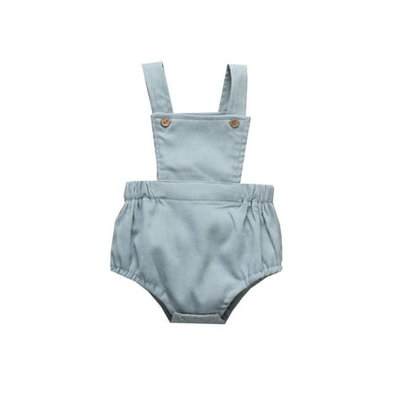 

EHTMSAK Newborn Infant Baby Toddler Sleeveless Romper for Girl Boy Cotton Clothes Jumpsuit Light blue 0-24M 60