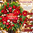 thumbnail image 4 of PINKPUII Artificial Red Peony Floral Christmas Wreath with Merry Christmas Sign, 24 Inch, Red, 4 of 9
