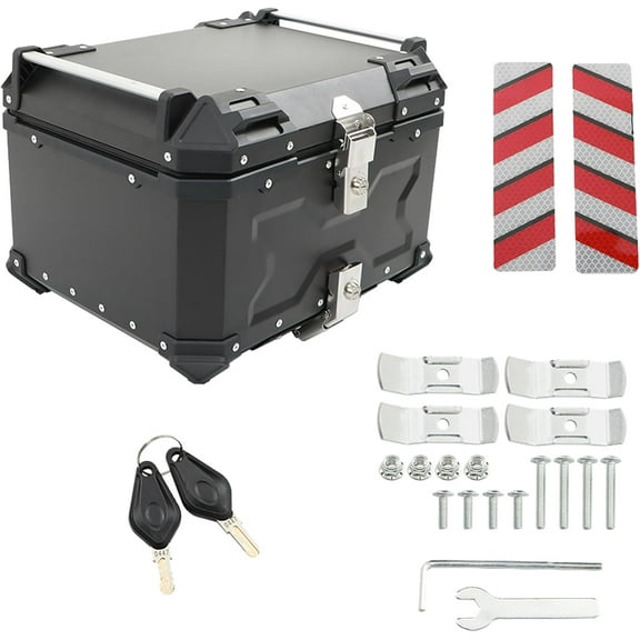 OTTULUR 55L Motorcycle Top Case Bag with Burglar Lock, Aluminum Alloy Motorcycle Trunk, Universal Motorcycle Accessories