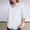 *White, variant on ClodeEU Women's 3/4 Sleeve Button Down Lapel Shirt,Casual Solid Color Blouse Green,Women's Plus L