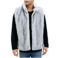 thumbnail image 2 of Zedker Men's Faux Fur Coat Plush Warm Winter Furry Jacket, Fashionable Fake Fur Jacket for Men Gray L, 2 of 9
