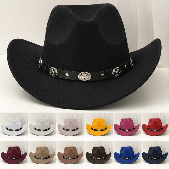 sususu Cowboy Hat for Men Western Wide Brim Hat with Metallic Accents – Adjustable Cotton-Blend for Daily Wear,Outdoor,Travel White
