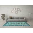 thumbnail image 3 of Ahgly Company Indoor Round Medallion Light Blue Traditional Area Rugs, 7' Round, 3 of 4