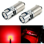 Phinlion Super Bright 2835 5-SMD 57 1816 1891 1893 3886X 64111 BA9 BA9S LED Red Bulbs for Courtesy Interior Dome Map