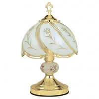Ore International Canada Ore International K313 White Gl Fl Touch Lamp Brushed Gold