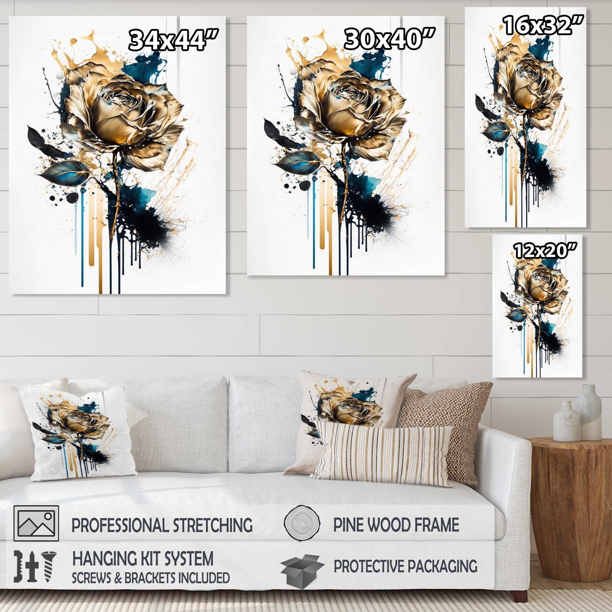 Designart Roses Flow Flower On Abstract Fusion V Canvas Wall Art