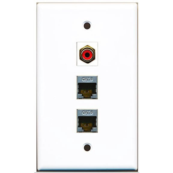 RiteAV - 1 Port RCA Red 2 Port Shielded Cat6 Ethernet Wall Plate