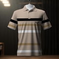 thumbnail image 5 of Fnnxeal Mens Polo Shirts Button Short Sleeve Casual Striped Collared Summer Polo Khaki Shirts for Men Size 2XL, 5 of 7