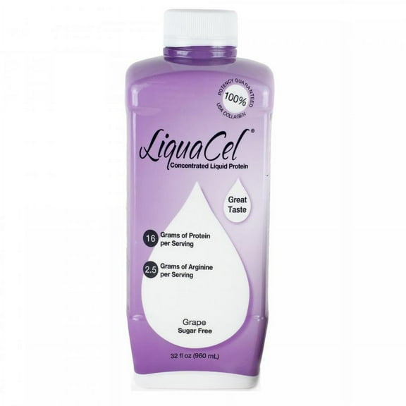 LiquaCel Oral Protein Supplement, Grape Flavor, 32 oz. Bottle, 6 Count