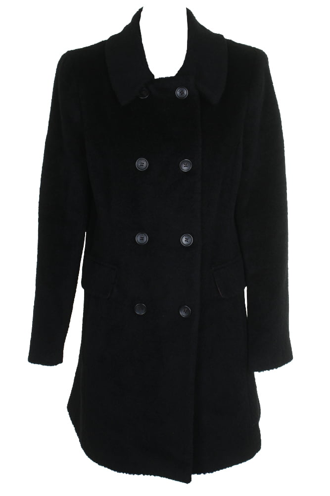 DKNY - DKNY Womens Black Wool-Blend Double-Breasted Walker Coat 12 ...