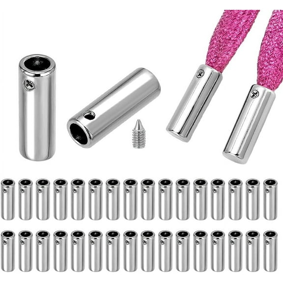PH 32 Sets Shoelace Aglets Metal Shoelace Tips Cod End Aglets Shoe Lace Tips Aglets Hoodie Lace Aglets for DIY