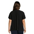 thumbnail image 4 of Terra & Sky Women's Plus Size V-Neck Top with Flutter Sleeves, 4 of 6