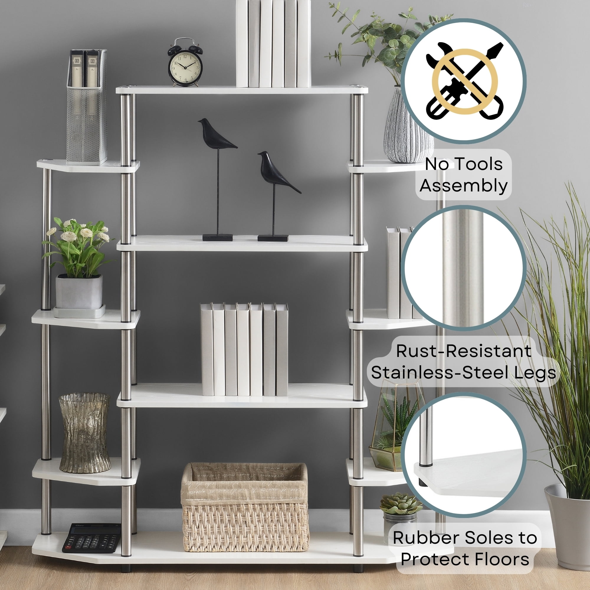 Convenience Concepts Designs2Go No Tools Wall Unit Bookshelf, White, All Ages