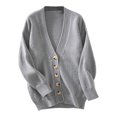 thumbnail image 3 of Pyhlmscde Cardigan Solid Color Mid Length Coarse Sweater For Women, Flannel Shirt Women, Knit Cardigan, Cardigan Sweaters For Women, 3 of 3