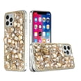 thumbnail image 3 of For Apple iPhone 14 Pro (6.1") Bling Crystal 3D Full Diamonds Luxury Sparkle Transparent Rhinestone Hybrid Cover ,Xpm Phone Case [ Gold Panda Floral ], 3 of 10