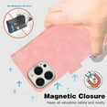thumbnail image 4 of Nalacover Retro Wallet Case for iPhone 14 Pro, Premium PU Leather Shockproof Case with Card Slots Holder Kickstand Magnetic Clasp Phone Cover Vintage Design Wrist Strap Flip Folio Case,Pink, 4 of 11