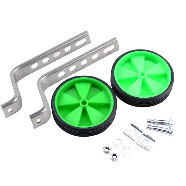 Bicycle Training Wheel, 2Pcs Green Easy Installment Kids Bicycle Training Wheels Adjustable Training Side Wheels Stabilizer For Children 12-20" Bicycle Balance