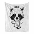 thumbnail image 1 of Hug Soft Flannel Fleece Throw Blanket, Outline Style Hand Drawn Raccoon with a Scarf and Hug Me Lettering, Cozy Plush for Indoor and Outdoor Use, 70" x 90", Charcoal Grey and White, by Ambesonne, 1 of 6