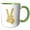 Green/White, variant on 3drose, Image of Metallic Gold Hand Peace Sign, 11oz Two-tone Black Mug