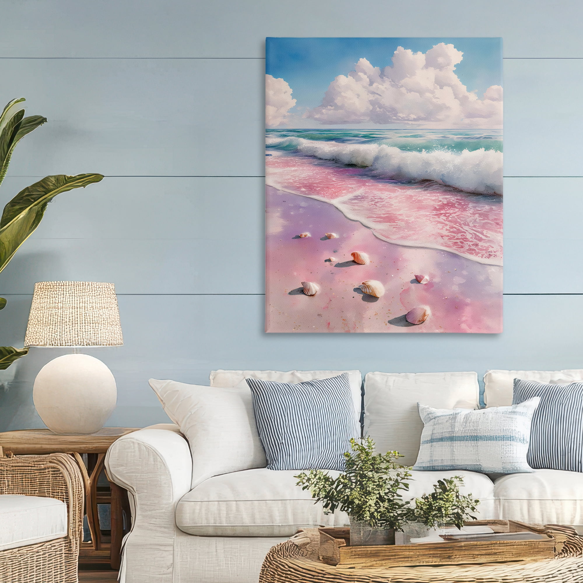 Stupell Industries Pink Sands with Scattered Shells Canvas Wall Art, design by Franklyn Gregory