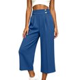 thumbnail image 2 of Bloomae Capri Pants for Women Wide Leg High Waisted Pleated Dress Pants Business Casual Capris Work Office Cropped Slacks Trousers with Pockets, 2 of 8