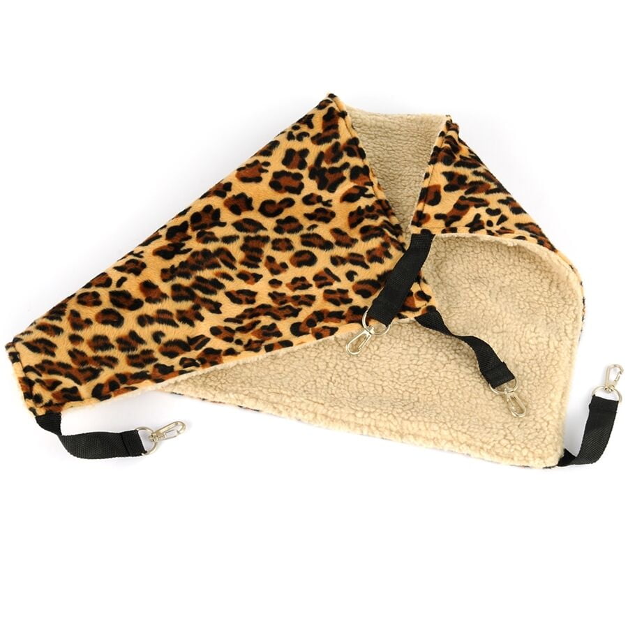 Cat Hammock LARGE Leopard Fur Bed Animal Hanging Cat Cage Comforter Ferret Pet 
