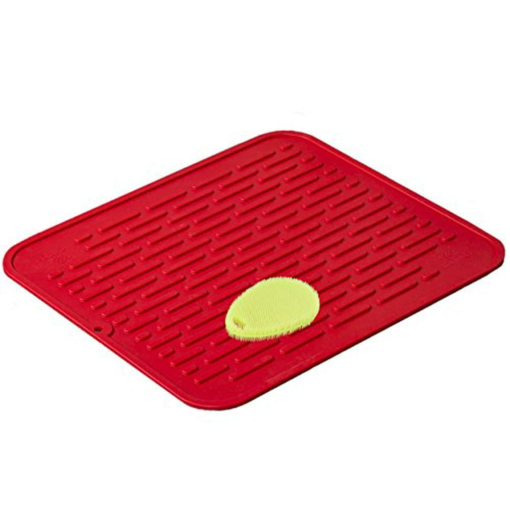 Red ExtraLarge Silicone DishDrying Mat & HighHeat Resistant Trivet
