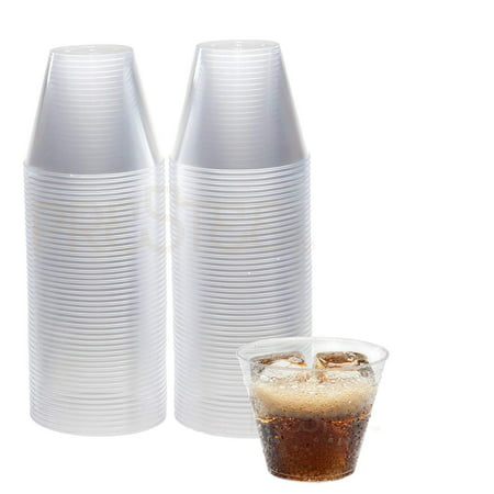 Clear Plastic Cups | 9 oz. 100 Pack | Hard Disposable Cups | Plastic Wine Cups | Plastic Cocktail Glasses | Plastic Drinking Cups | Small Plastic Party Punch Cups | Bulk Party Wedding