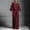 Suit-362Wine, variant on Gamivast Two Piece Sets for Women 3/4 Sleeve Boat Neck Top & Wide Leg Pants Outfits Crinkled Texture Summer Vacation Flowy Casual Modest Loose