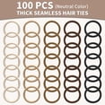 thumbnail image 4 of Hair Ties Black 100Count Extra Thick 5CM, Bulk Elastic Hair Bands for Thick Heavy Hair, Seamless Hair Accessories for Women, Girls, Ponytail Holder (Neutral Color), 4 of 4