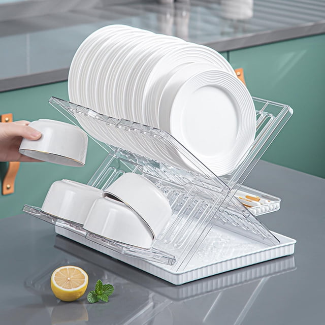 Escurridor de platos plegable perfecl con bandeja de Escurridor Estante de secado de platos