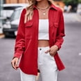 thumbnail image 5 of Diufon Womens Fall Shirts Solid Color Coats Lapel Collar Button Long Sleeve Jackets with Pockets, 5 of 7