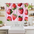 thumbnail image 2 of Red Strawberry Kitchen Curtains 63 Inch Length, Pink Watercolor Modern Art Grommet Top Bedroom Living Room Curtains, Light Filtering Cafe Curtain Drapes 2 Panels Set 104''x63'', 2 of 9