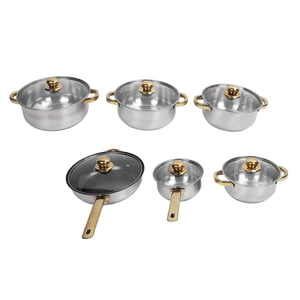 Ensemble de casseroles et pots en acier inoxydable, petit kit de cuisine à induction, ensemble de cuisine non-collant avec lids en verre et poignée ergonomique, compatible avec tous les plats, cuisine
