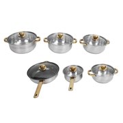 6Pcs Pots and Pans Set, Rustproof Stick Proof Safe Multipurpose Stainless Steel Cookware Set for Home Kitchen Restaurant