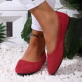 thumbnail image 6 of BADHUB Womens Flats Shoes Round Toe Flats Black Closed Toe Flats Shoes Women Ballet Flats Dressy Suede Flats Shoes Red 36, 6 of 6
