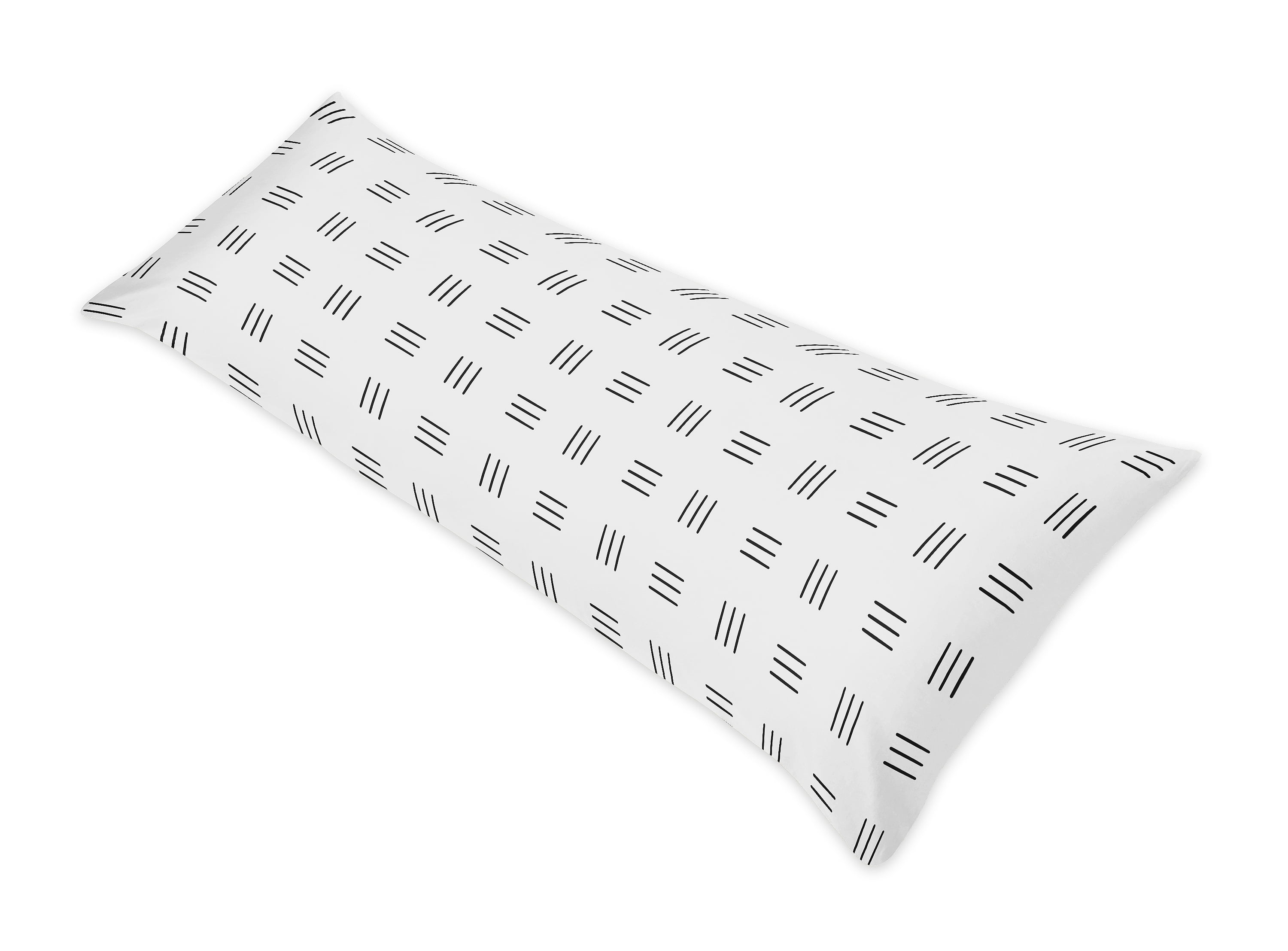 Boho Hatch White and Black Body Pillow Case (Pillow Not Included) by