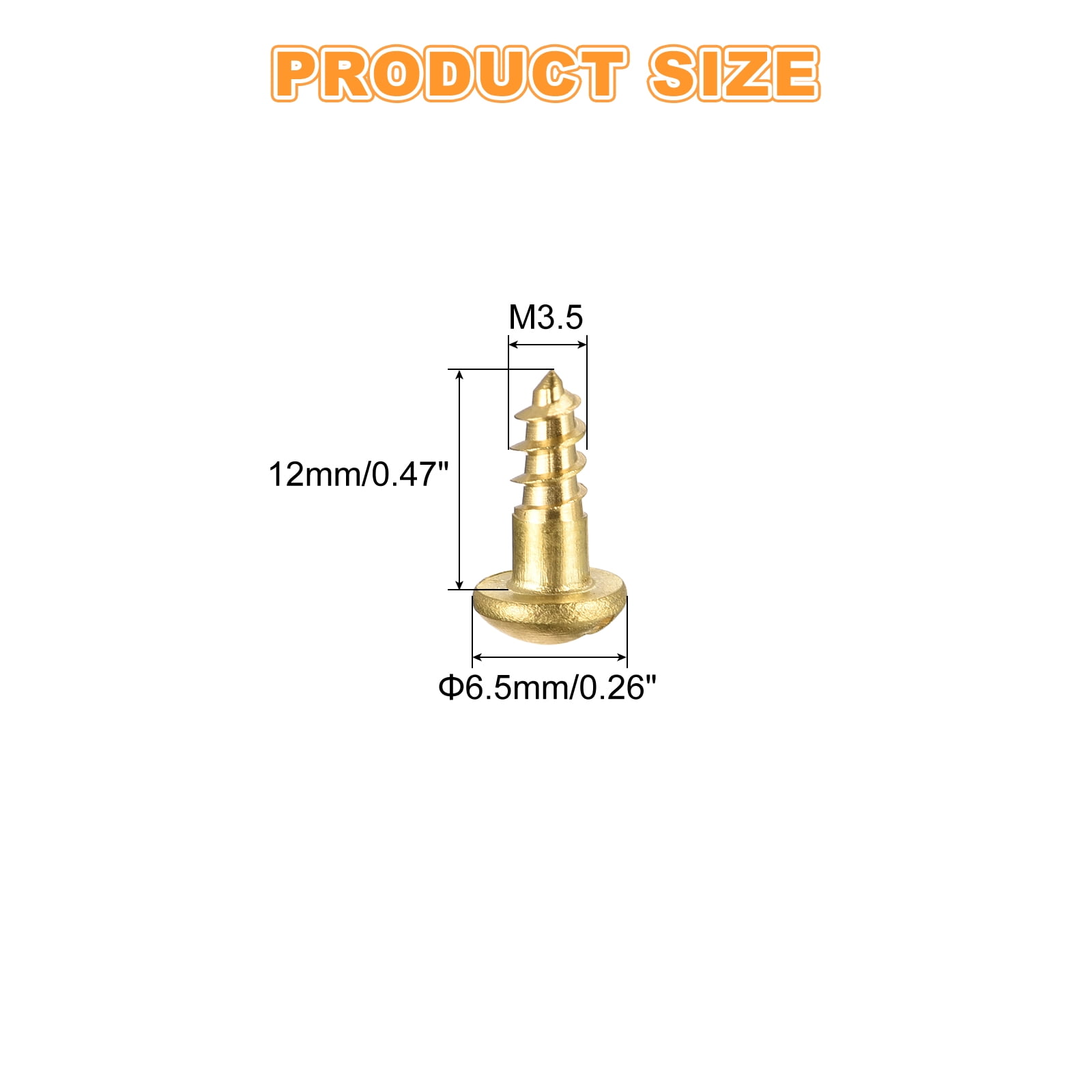 Wood Screws M3.5 x 12mm Slotted Round Head Copper Self-Tapping Screw 150 Pcs