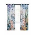 thumbnail image 7 of Octopus Coastal Blackout Curtains for Bedroom, Summer Nautical Starfish Coral Ocean Thermal Insulated Kitchen Drapes with Grommets, Light Blocking Window Treatment, 2 Panels 27.5" x 39", 7 of 7