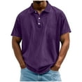 thumbnail image 2 of LODIENY Men's Polo Shirts Collared Short Sleeve Distressed Washed Button T-Shirt Athletic Golf Shirts Casual Vintage Basic Workout Tee Tops Purple XXXXL, 2 of 7