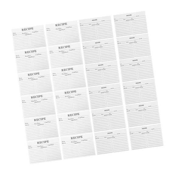 FRCOLOR 50pcs Wedding Recipe Sheets Blank Recipe Cards for Bridal Shower Blank Paper Recipe Card Paper for Recording Cooking Steps